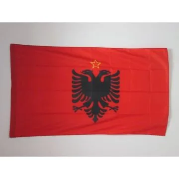 DRAPEAU RÍ?PUBLIQUE POPULAIRE SOCIALISTE D\'ALBANIE 1946-1992 90x60cm - DRAPEAU ALBANAIS 60 x 90 cm Fourreau pour hampe