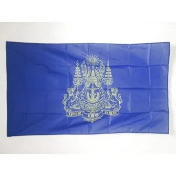 DRAPEAU ETENDARD ROYAL DU CAMBODGE 90x60cm - DRAPEAU ROYAUME CAMBODGIEN 60 x 90 cm Fourreau pour hampe