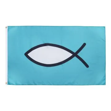 Christian Ichthys Fish Flag 2' x 3' 100D polyester grommets