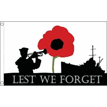 Lest We Forget Navy Flag 2' x 3' 100D polyester grommets