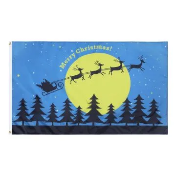 Merry Christmas Moon Flag 2' x 3' 100D polyester grommets