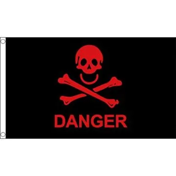 Danger Pirate Flag 2' x 3' 100D polyester grommets