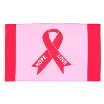 DRAPEAU CANCER DU SEIN RUBAN ROSE  90x60cm - DRAPEAU CONTRE LE CANCER 60 x 90 cm - DRAPEAUX