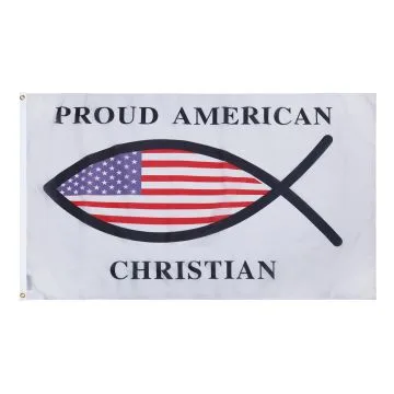 Christian Ichthys Fish Flag 2' x 3' 100D polyester grommets