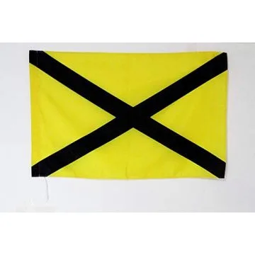 Drapeau jaune avec croix de Saint-André noire 90x60cm - Drapeau de commissaire 60 x 90 cm Fourreau pour hampe
