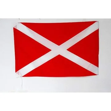 Drapeau rouge avec croix de Saint-André blanche 90x60cm - Drapeau de commissaire 60 x 90 cm Fourreau pour hampe