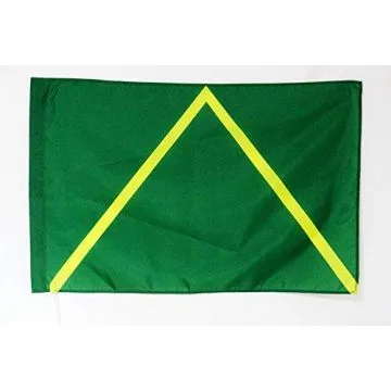 Drapeau de karting vert à chevron jaune 90x60cm - Drapeau de commissaire 60 x 90 cm Fourreau pour hampe