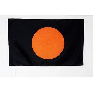 Drapeau course automobile noir et disque orange 90x60cm - Drapeau de commissaire 60 x 90 cm Fourreau pour hampe