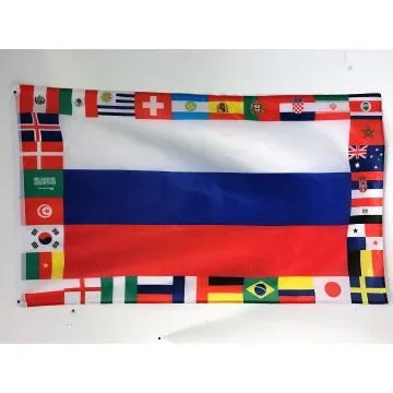 DRAPEAU RUSSIE COUPE DU MONDE DE FOOTBALL 2018 32 Í?QUIPES 90x60cm - DRAPEAU CHAMPIONNAT DU MONDE 2018 60 x 90 cm - DRAPEAUX