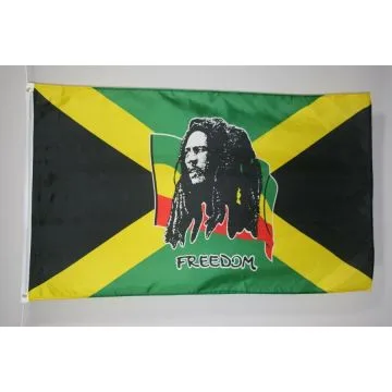 DRAPEAU BOB MARLEY 90x60cm - DRAPEAU JAMAÏCAIN - JAMAÏQUE 60 x 90 cm - DRAPEAUX