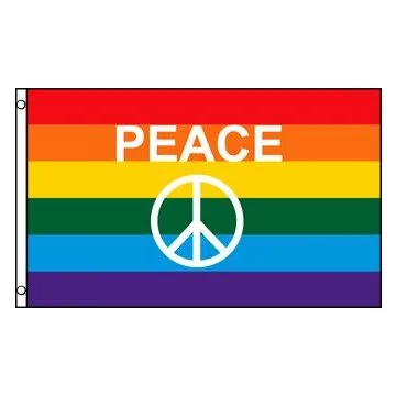 DRAPEAU ARC-EN-CIEL SYMBOLE PAIX 90x60cm - DRAPEAU GAY - RAINBOW - ARC EN CIEL 60 x 90 cm - DRAPEAUX