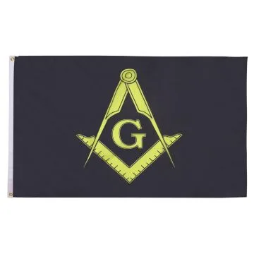 Freemasonry Black Flag 2' x 3' 100D polyester grommets