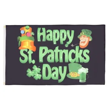 DRAPEAU HAPPY SAINT PATRICK\'S DAY 90x60cm - DRAPEAU IRLANDAIS - IRLANDE - ST PADDY?S DAY 60 x 90 cm - DRAPEAUX