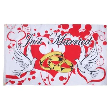 Just Married Flag 2' x 3' 100D polyester grommets