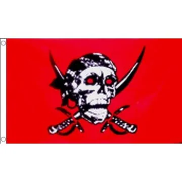 DRAPEAU PIRATE RED SKULL 90x60cm - DRAPEAU CORSAIRE TÊTE DE MORT ROUGE 60 x 90 cm - DRAPEAUX