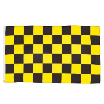 Checkered Black and Yellow Flag 2' x 3' 100D polyester grommets