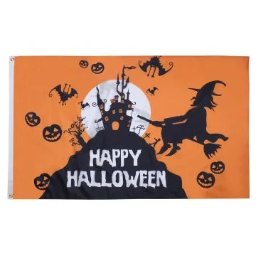 DRAPEAU HALLOWEEN ORANGE 90x60cm - DRAPEAU HAPPY HALLOWEEN 60 x 90 cm - DRAPEAUX