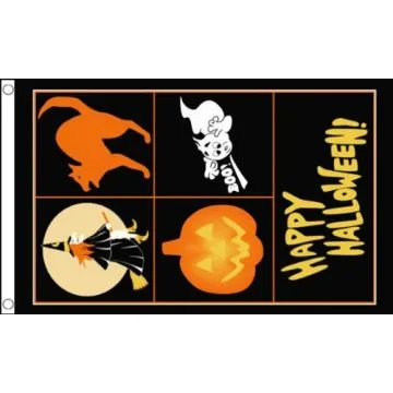 DRAPEAU JOYEUX HALLOWEEN 90x60cm - DRAPEAU HAPPY HALLOWEEN 60 x 90 cm - DRAPEAUX