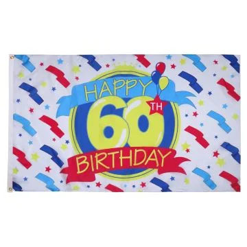 Happy 60th Birthday Flag 2' x 3' 100D polyester grommets