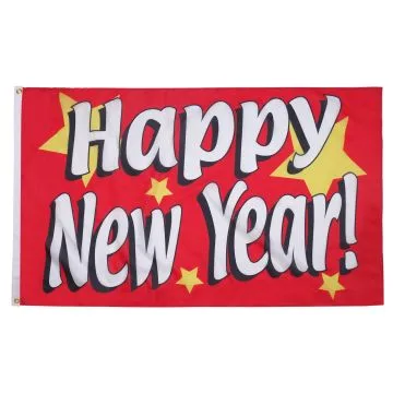 DRAPEAU BONNE ANNÉE 90x60cm - DRAPEAU HAPPY NEW YEAR - NOUVEL AN 60 x 90 cm - DRAPEAUX