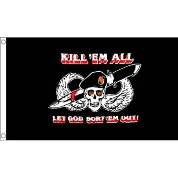 Kill 'Em All Pirate Flag 2' x 3' 100D polyester grommets