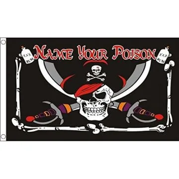 Name Your Poison Pirate Flag 2' x 3' 100D polyester grommets
