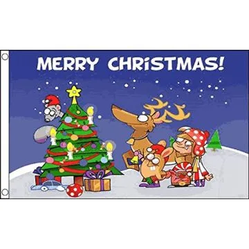 Merry Christmas Scene Flag 2' x 3' 100D polyester grommets