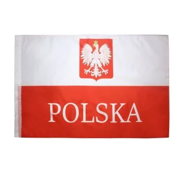 DRAPEAU POLOGNE AVEC AIGLE 90x60cm - DRAPEAU POLONAIS 60 x 90 cm Fourreau pour hampe