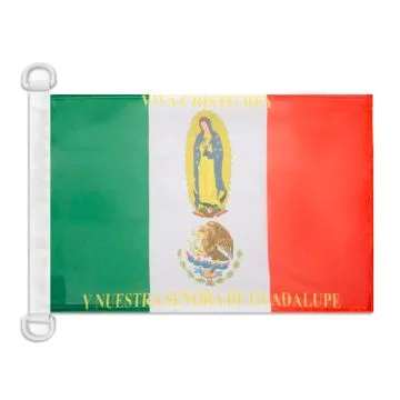 Pavillon nautique Mexique Viva Cristo Rey 45x30 cm Anneaux Plastiques