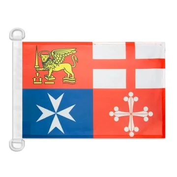Pavillon nautique Italie 4 Républiques maritimes 45x30 cm Anneaux Plastiques