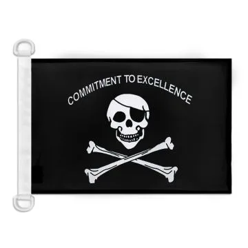 Bandera nautica con calavera 45x30cm - Compra/Venta Banderas naúticas Pirate Commitment To Excellence 30 x 45 cm con anillos