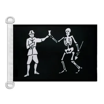 Pavillon nautique Pirate Bart Roberts 45x30 cm Anneaux Plastiques