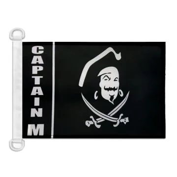 Pavillon nautique Pirate Capitaine Morgan 45x30 cm Anneaux Plastiques
