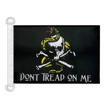 Pavillon nautique Pirate Don't Tread On Me 45x30 cm Anneaux Plastiques