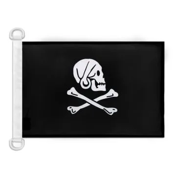 Pavillon nautique Pirate Henry Avery Noir 45x30 cm Anneaux Plastiques