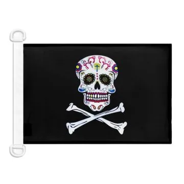 Pavillon nautique Pirate Maquillé 45x30 cm Anneaux Plastiques