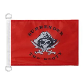 Pavillon nautique Pirate Rendez le butin rouge 45x30 cm Anneaux Plastiques