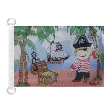Pavillon nautique Garçon pirate île au trésor 45x30 cm Anneaux Plastiques
