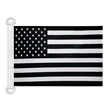 Pavillon nautique Etats-Unis Noir et blanc 45x30 cm Anneaux Plastiques