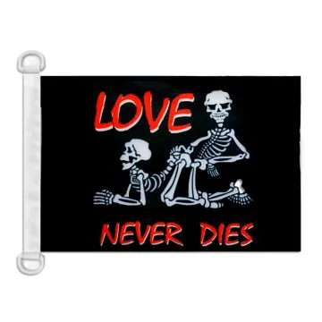 Pavillon nautique Pirate L'amour dure toujours 45x30 cm Anneaux Plastiques