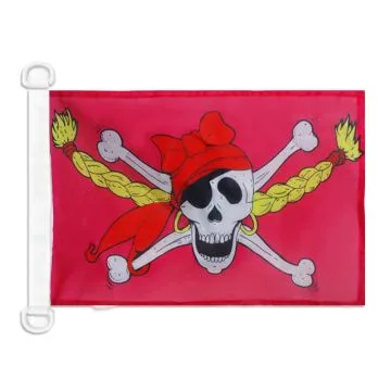 Pavillon nautique Fille Pirate 45x30 cm Anneaux Plastiques