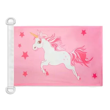 Pavillon nautique Licorne rose 45x30 cm Anneaux Plastiques