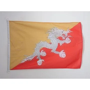 PAVILLON NAUTIQUE BHOUTAN 45x30cm - DRAPEAU DE BATEAU BHOUTANAIS 30 x 45 cm