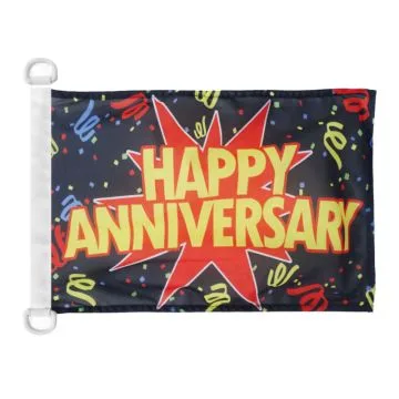 Pavillon nautique Joyeux Anniversaire noir 45x30 cm Anneaux Plastiques