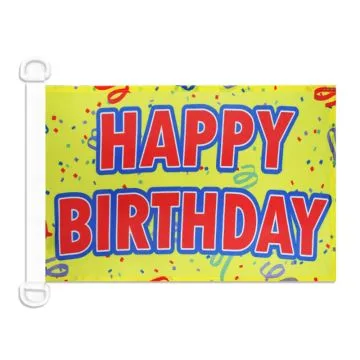 Pavillon nautique Joyeux Anniversaire jaune 45x30 cm Anneaux Plastiques