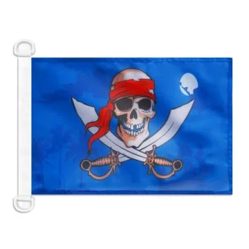 Pavillon nautique Pirate Nuit bleu 45x30 cm Anneaux Plastiques