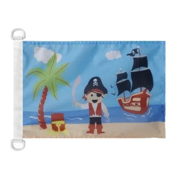 Pavillon nautique Pirate Ile au trésor 45x30 cm Anneaux Plastiques