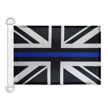 Pavillon nautique Royaume-Uni Thin Blue Line 45x30 cm Anneaux Plastiques