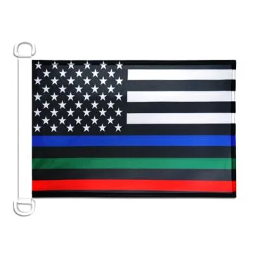 Pavillon nautique Etats-Unis Thin Blue Red Green Line 45x30 cm Anneaux Plastiques