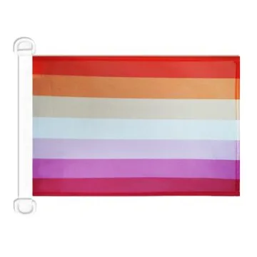 Pavillon nautique LGBT Fierté lesbienne Soleil Levant 45x30 cm Anneaux Plastiques